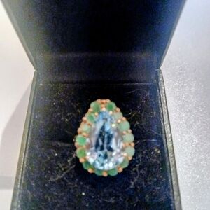 NWOT Sku Blue Topaz And Emerald Statement Ring